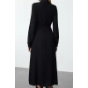 Women Fashion Stylish Midi Length Shirt Collar Relaxed Belted Viscose Woven Dress