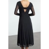 Women Fashion Stylish Midi Length V Neck Regular Animal Knitted Dress