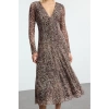 Women Fashion Stylish Midi Length V Neck Regular Animal Knitted Dress