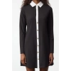 Women Fashion Stylish Mini Length Button-Down Collar Regular Color Block Button Detail Knitted Dress