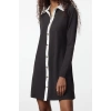 Women Fashion Stylish Mini Length Button-Down Collar Regular Color Block Button Detail Knitted Dress