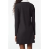 Women Fashion Stylish Mini Length Button-Down Collar Regular Color Block Button Detail Knitted Dress
