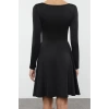Women Fashion Mini Length Sweetheart Neck Relaxed Lined Skater Floral Detailed Gathered Draped Flexible Knit Dress