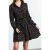 Women Fashion Stylish Mini Length Shirt Collar Regular Belted Animal Woven Dress