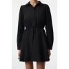 Women Fashion Stylish Mini Length Shirt Collar Regular Balloon Skirt Woven Dress