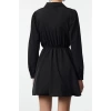 Women Fashion Stylish Mini Length Shirt Collar Regular Balloon Skirt Woven Dress