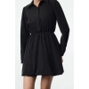 Women Fashion Stylish Mini Length Shirt Collar Regular Balloon Skirt Woven Dress