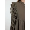 Women Fashion Stylish Mini Length Shirt Collar Regular Plain Lace Detailed Woven Dress