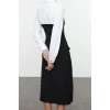Women Fashion Stylish Midi Length Shirt Collar Regular Bodycon Button Detailed Woven Dress