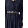 Women Fashion Stylish Midi Length V Neck Regular Waist Open Embroidered Woven Dress