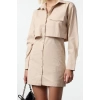 Women Fashion Stylish Mini Length Shirt Collar Regular A Cut Pocket Detailed Woven Dress