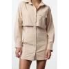 Women Fashion Stylish Mini Length Shirt Collar Regular A Cut Pocket Detailed Woven Dress
