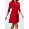 Women Fashion Stylish Mini Length Polo Neck Slim Skater Waist Open Knitted Dress