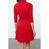 Women Fashion Stylish Mini Length Polo Neck Slim Skater Waist Open Knitted Dress