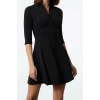 Women Fashion Stylish Mini Length Polo Neck Slim Skater Waist Open Knitted Dress