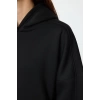 Women Fashion Stylish Mini Length Hooded Relaxed Hooded Zippered Color Block Embroidered Detailed Knitted Dress