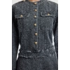 Women Fashion Stylish Mini Length Crew Neck Denim Pocket Detail Dress