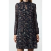 Women Fashion Stylish Mini Length Stand Collar Regular Animal Patterned Straight Cut Lined Woven Winter Dress