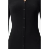 Women Fashion Stylish Maxi Length Button Collar Slim Placket Fitted Stretchy Knitted Dress
