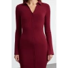 Women Fashion Stylish Maxi Length Button Collar Slim Placket Fitted Stretchy Knitted Dress