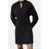Women Fashion Stylish Mini Length Stand Collar Regular A Cut Window Detailed Woven Dress