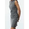 Women Fashion Stylish Mini Length Crew Neck Slim Plain Body-hugging Drape Detailed Woven Dress
