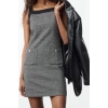 Women Fashion Stylish Mini Length Square Collar Regular Vest Tweed Woven Dress