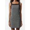 Women Fashion Stylish Mini Length Square Collar Regular Vest Tweed Woven Dress