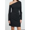 Women Fashion Stylish Mini Length Asymmetrical Collar Regular Woven Dress