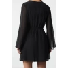 Womens Fashion Stylish Mini Length Double Breasted Regular Skirt Waist Open Lined Chiffon Woven Dress