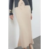Kadın Moda Stil Midi Astarsız Örme Selanik Kumaş Balık Form Bağcık Detaylı Maxi Örme Etek