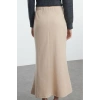 Kadın Moda Stil Midi Astarsız Örme Selanik Kumaş Balık Form Bağcık Detaylı Maxi Örme Etek