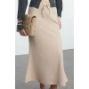 Kadın Moda Stil Midi Astarsız Örme Selanik Kumaş Balık Form Bağcık Detaylı Maxi Örme Etek
