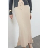 Kadın Moda Stil Midi Astarsız Örme Selanik Kumaş Balık Form Bağcık Detaylı Maxi Örme Etek
