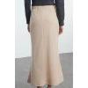 Kadın Moda Stil Midi Astarsız Örme Selanik Kumaş Balık Form Bağcık Detaylı Maxi Örme Etek