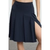 Women Fashion Style Midi Unlined Woven Pleated Slit Midi Length Woven Skirt