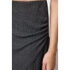 Women Fashion Style Midi Unlined Knitted Double Breasted Textured Gathered Drape Detail Midi Skirt