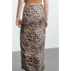 Women Fashion Style Maxi Unlined Knitted Zebra Animal Printed Elastic Waist Maxi Pencil Skirt