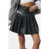 Kadın Moda Stil Standart Astarsız Örme Piliseli Kemer Detaylı Mini Etek