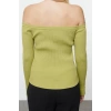 Kadın Moda Şık Kayık Yaka Standart Kol Regular Carmen Yaka Triko Hırka