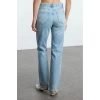 Kadın Moda Şık Kot Pantolon Boru Paça Uzun Boy Denim Düşük Bel Comfort Straight Jeans