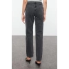 Kadın Moda Şık Kot Pantolon Boru Paça Uzun Boy Denim Düşük Bel Comfort Straight Jeans