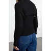 Women Fashion Stylish Crew Neck Standard Sleeve Regular Soft Textured Double-breasted Knitwear Sweater