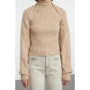 Women Fashion Stylish Stand Collar Standard Sleeve Regular Soft Texture Bolerous Knitwear Sweater
