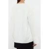 Women Fashion Stylish V Neck Low Sleeve Regular Wide Fit Folded Sleeve Knitwear Sweater