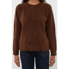 Women Fashion Stylish Crew Neck Standard Sleeve Regular Soft Texture Button Detailed Knitwear Sweater