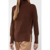 Women Fashion Stylish Turtleneck Standard Sleeve Regular Collar Button Detailed Knitwear Sweater