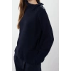 Women Fashion Stylish Turtleneck Standard Sleeve Regular Collar Button Detailed Knitwear Sweater