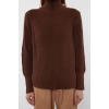 Women Fashion Stylish Turtleneck Standard Sleeve Regular Collar Button Detailed Knitwear Sweater