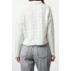 Women Fashion Stylish Polo Neck Standard Sleeve Regular Soft Textured Glittery Knitwear Sweater